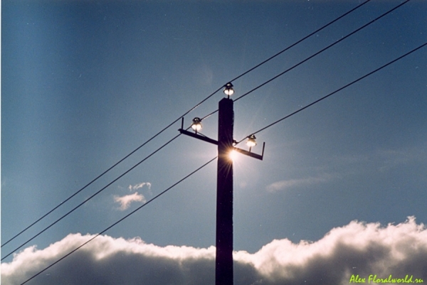Провода
Эксперимент - контровый свет солнца, спрятавшегося за столбом ЛЭП,
Ключевые слова: столб провода солнце небо
